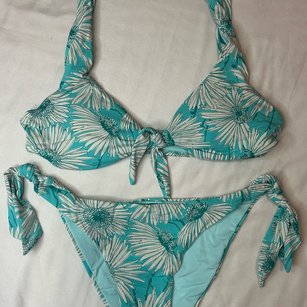 Floral Teal Bikini Set